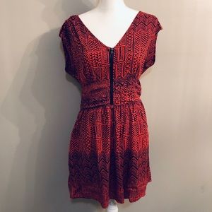 Charlotte Russe Geometric Patterned Pink Zip Dress